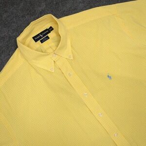 Ralph Lauren Blake Mens XL Yellow Gingham Check Short Sleeve Shirt‎